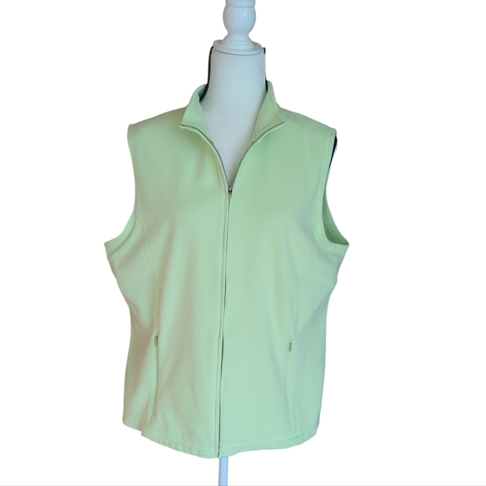 L.L. Bean Classic Fleece Zip Up Vest XL Reg / Lime Green/Kiwi Pockets